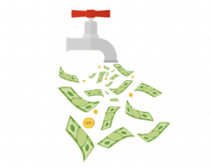 money flowing from an open drain
